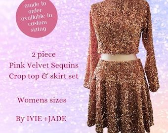 Unique Taylor Inspired Pink Crop Top & Skirt | Sparkly Pink