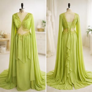 green emerald velvet dress Evermore 3/4 Sleeve Tiered Maxi Dress 3X 20-24 / Sage main image 1