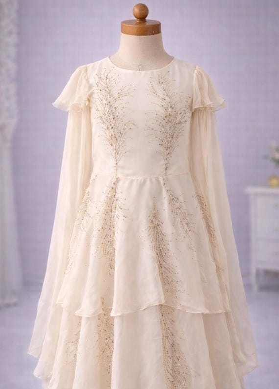 girls cream fall dress Macy Dress in Cream | Boho Maxi Dress for Girls