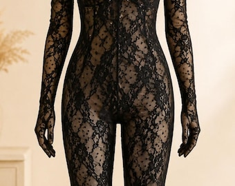 Black Lace Playsuit | Pop-inspired Concert & Performance Outfit