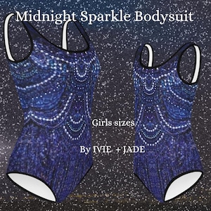 Girls Midnight Rain Taylor Bodysuit | Kids Dark Moody Rhinestone Print Leotard | Tween Midnight Era Outfit for Concert | Cosplay Costume