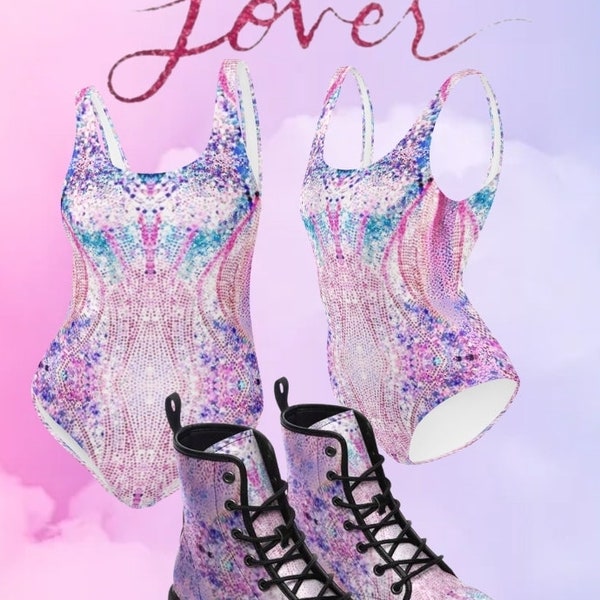 Opal Sparkle Lover Combat boots | Retro 90s Laceup Ankle boots | Whimsical Cruel Summer boots | Taylor Inspired ERAS Tour Boots