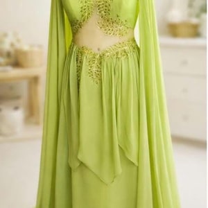 Vestido largo verde Faeriecore: vestido inspirado en el Pop Tour para espectáculos y eventos de hadas.