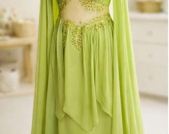 Faeriecore Green Maxi Dress – Pop Tour–Inspired Fairy Performance & Event Gown