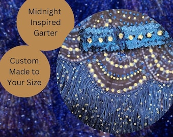 Blue Midnight Inspired Garter to coordinate with our Taylor Inspired Bodysuits and Outfits | Glamorous Dark Blue Rhinestone Garter