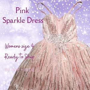Ready to Ship Pink Sparkle Dress, size 4 knee length | Formal Enchanted to Meet You Prom Dress | Celebrity Cosplay Costume