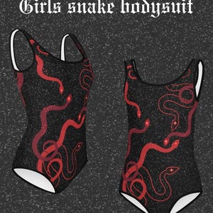 GIRLS Red Snake Bodysuit Costume | Taylor Inspired Bodysuit | Kids Sparkle print Snake Leotard | Unique Eras Tour Outfit