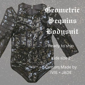 Ready to Ship Kids Cold Shoulder Black Sequin Bodysuit 2T | Celebrity Inspired Sparkly Bodysuit | Taylor Concert Tour Outfit Replica