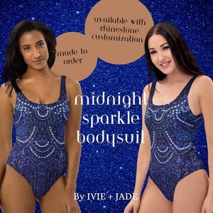 Nachthemd met glitters | Donkerblauwe Taylor-bodysuit met strass-print | Unieke outfit uit middernacht | Cosplaykostuum voor beroemdheden