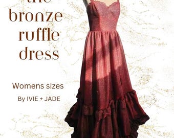 Bronze Ruffle Maxi Dress - Pop Tour-Inspired Sparkle Performance & Event Gown