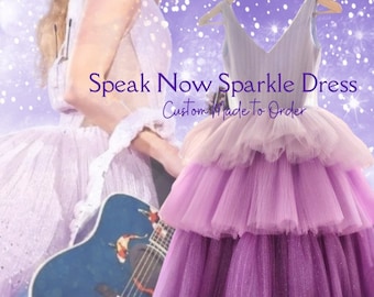 Girls Speak Now Era Inspired Cupcake Dress | Enchanted to Meet You Dress | Taylor Inspired Formal Event Dress | Sparkly Tiered Purple Dress