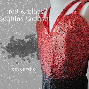 Mono de lentejuelas rojo y negro para niña / Mono de lentejuelas único inspirado en Taylor / Réplica del atuendo de Swift / Atuendo de la gira de Eras
