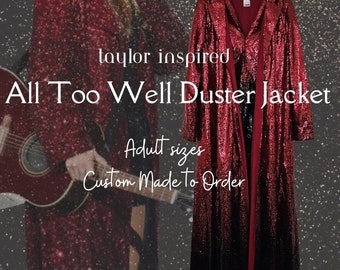 Red & Black Sequin Red Era Jacket | Taylor Inspired Sequins Duster Coat | Swift RED Outfit Replica | Red Era Outfit for ERAS Tour