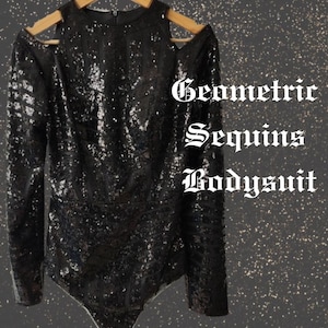 Cold Shoulder Black Sequins Bodysuit | Celebrity Inspired Sparkly Bodysuit | Sparkly Black Taylor Concert Tour Outfit Replica