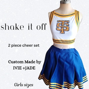 Girls Custom Taylor Inspired Cheer Outfit- Shake it Off Crop Top and Mini Skirt set | Unique Celebrity Inspired Outfit | Pop Star Costume