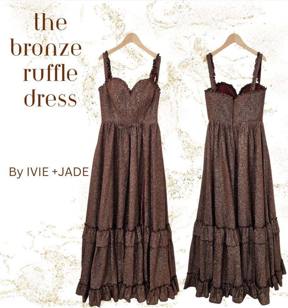 formal chic dress code men Belle of The Ball Bronze Metallic Maxi Dress – Blend Fashion House main image 0