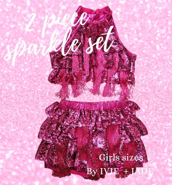 GIRLS Taylor Inspired Sparkly Sequins Fringe Crop Top and Skirt Outfit Concert Tour Outfit Pop Star Outfit Replica Cosplay Costume Etsy UK