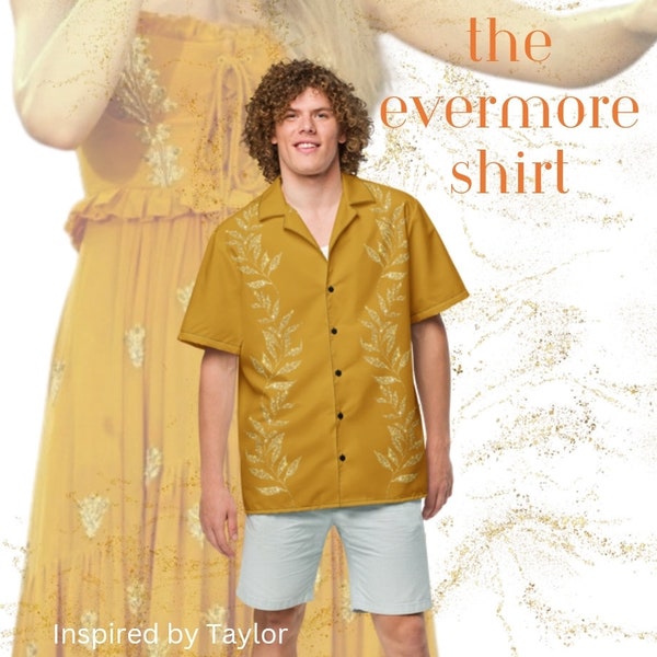 Men's Evermore Shirt | Gold Leaves Button down shirt | Men's Taylor Inspired Shirt | Evermore Era ERAS Tour outfit for him