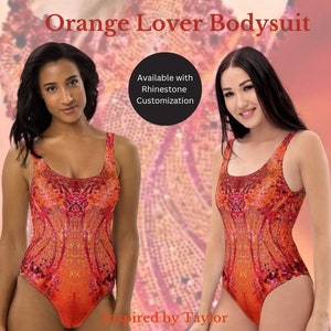 NOUVEAU ! Body orange scintillant inspiré de l'époque des amants Taylor | Justaucorps imprimé scintillant Taylor Lover | Tenue unique de l'époque des amoureux pour la tournée ERAS