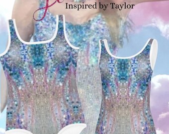 Girls BLUE Taylor Lover Bodysuit | Youth Pastel Glitter Print Leotard | Tween Lover Era Outfit | Swift Teen ERAs Tour Outfit | Toddler Era