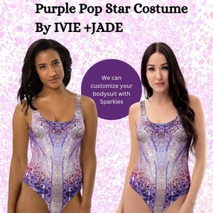 Bodysuit geïnspireerd op paarse loverpopster | Showgirlkostuum | Op beroemdheden geïnspireerd liefdespakje met glitterprint | Unieke ERA Tour-outfit