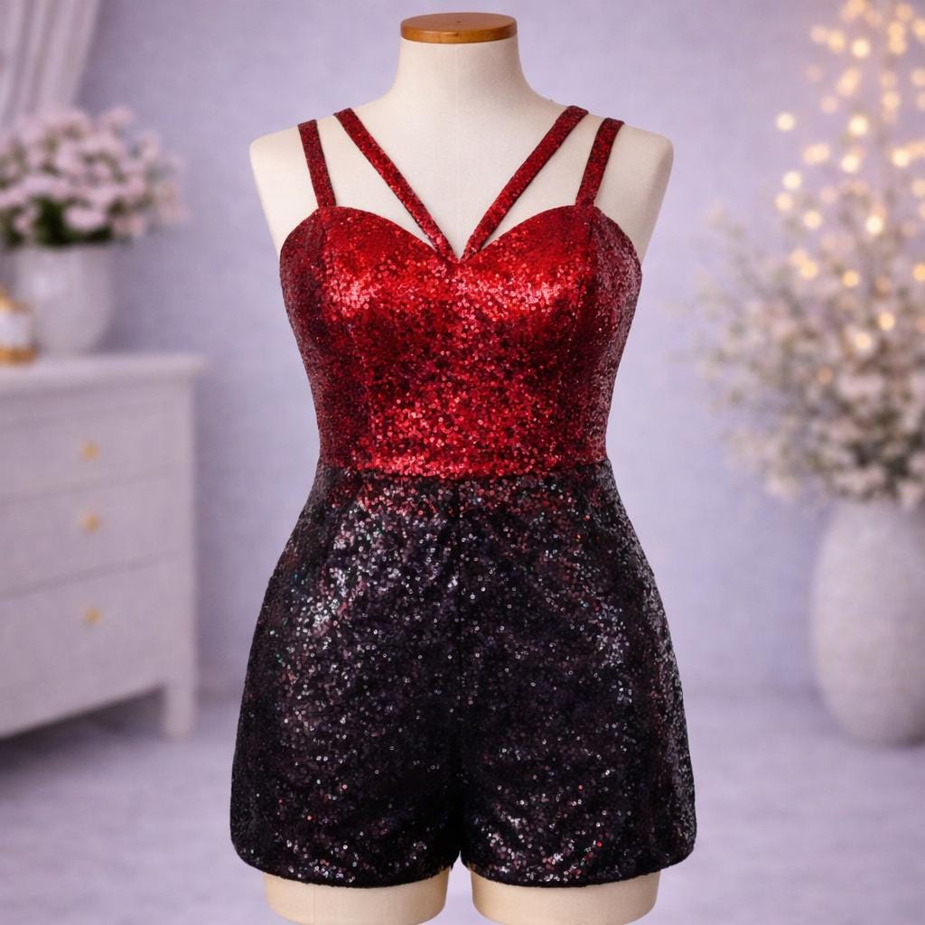 slim fit dress slacks LIL MISS - Gold Sequin Bodysuit main image 1
