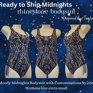Ready to Ship Rhinestone Midnights Era Bodysuit | Taylor Inspired Sparkle Leotard | Unique Custom Midnights Era Outfit for ERAS Tour