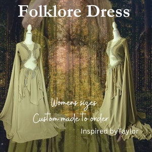 Folklore Dress | Taylor Inspired Folk Dress | Swift Eras Tour Outfit Replica | Unique Custom Made Chartreuse Green Fairycore Prom Dress