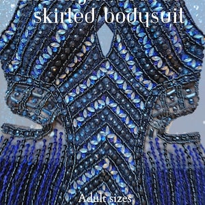 Unique Bejeweled Midnight Beaded Taylor Bodysuit | Sparkly Celebrity Inspired Rhinestone Bodysuit | Sparkly Blue Concert Tour Outfit Replica