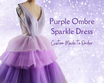 Purple Ombre Era Inspired Cupcake Dress | Enchanted Dress | Taylor Inspired Formal Event Dress | Sparkly Tiered Purple Prom Dress