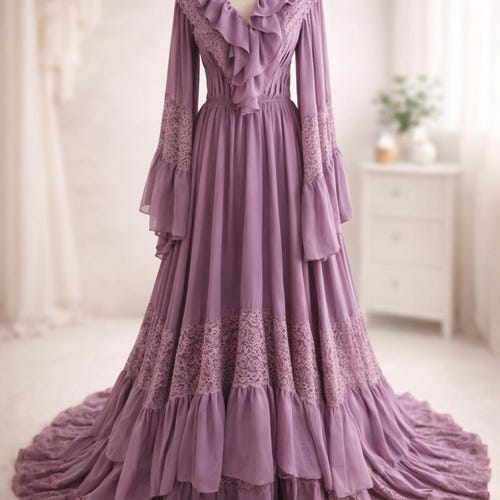 fairycore formal dresses Lavender Folk Faerie Dress – Romantic Fairycore Formal Gown