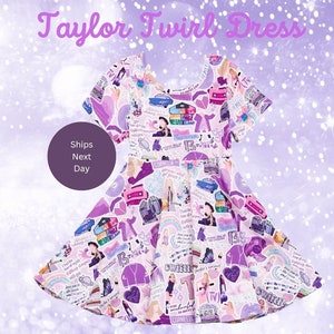 Taylor Twirl Dress | Twirly Purple Skater Skirt Dress for Girls | Speak Now Dress | Kids ERAS Tour Outfit