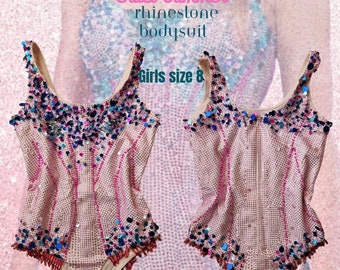 Ready to Ship GIRL sz 8 Rhinestone Lover Era Bodysuit | Taylor Inspired Cruel Summer Leotard | Unique Sparkly Lover Era Outfit for ERAS Tour