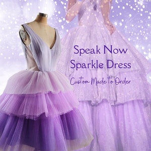 Speak Now Era Inspired Cupcake Dress | Enchanted to Meet You Dress | Taylor Inspired Formal Event Dress | Sparkly Tiered Purple Prom Dress