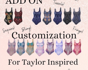 ADD ON for Taylor Inspired Bodysuit- Purchase this to add sequins, tassels, fringe and or rhinestones to any of our Taylor Inspired Leotards