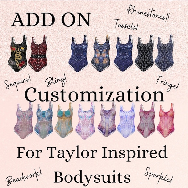 ADD ON for Taylor Inspired Bodysuit- Purchase this to add sequins, tassels, fringe and or rhinestones to any of our Taylor Inspired Leotards