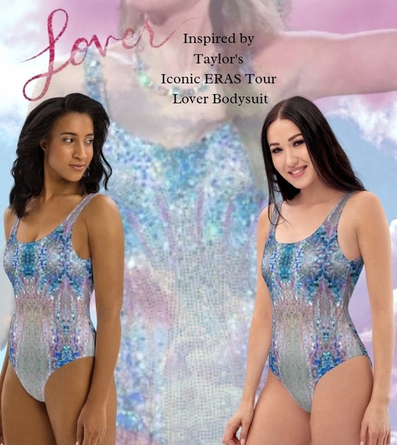 BLUE Taylor Inspired Lover Bodysuit Pastel Glitter Print Bodysuit
