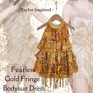 Ready to Ship Kids Size 6 Taylor Inspired Sparkly Gold Outfit | Shimmery  Golden Sequins Dress | Youth Swift Fearless Costume - Etsy
