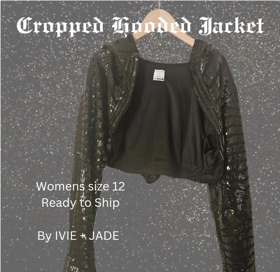 Black Sequins Crop Jacket