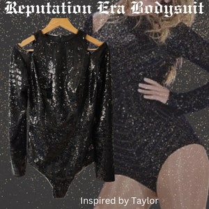 Cold Shoulder Reputation Bodysuit | Taylor Inspired Sequins Bodysuit | Swift Rep Tour Outfit Replica | Reputation Era Outfit for ERAS Tour