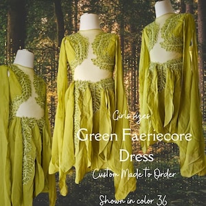 Girls Faeriecore Dress | Taylor Inspired Dress | Eras Tour Outfit | Unique Custom Made Chartreuse Green Fairycore Prom Dress