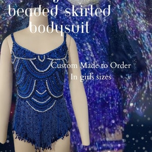 Girls Unique Beaded Midnights Era Bodysuit | Taylor Inspired Rhinestone Skirted Bodysuit | Custom Swift Midnights ERAS Tour Outfit Replica