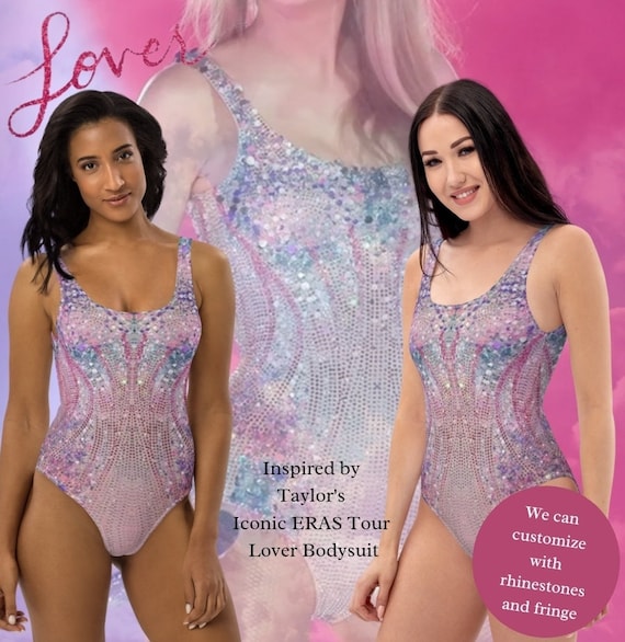 PINK Lover Era Bodysuit Pastel Glitter Print Taylor Inspired