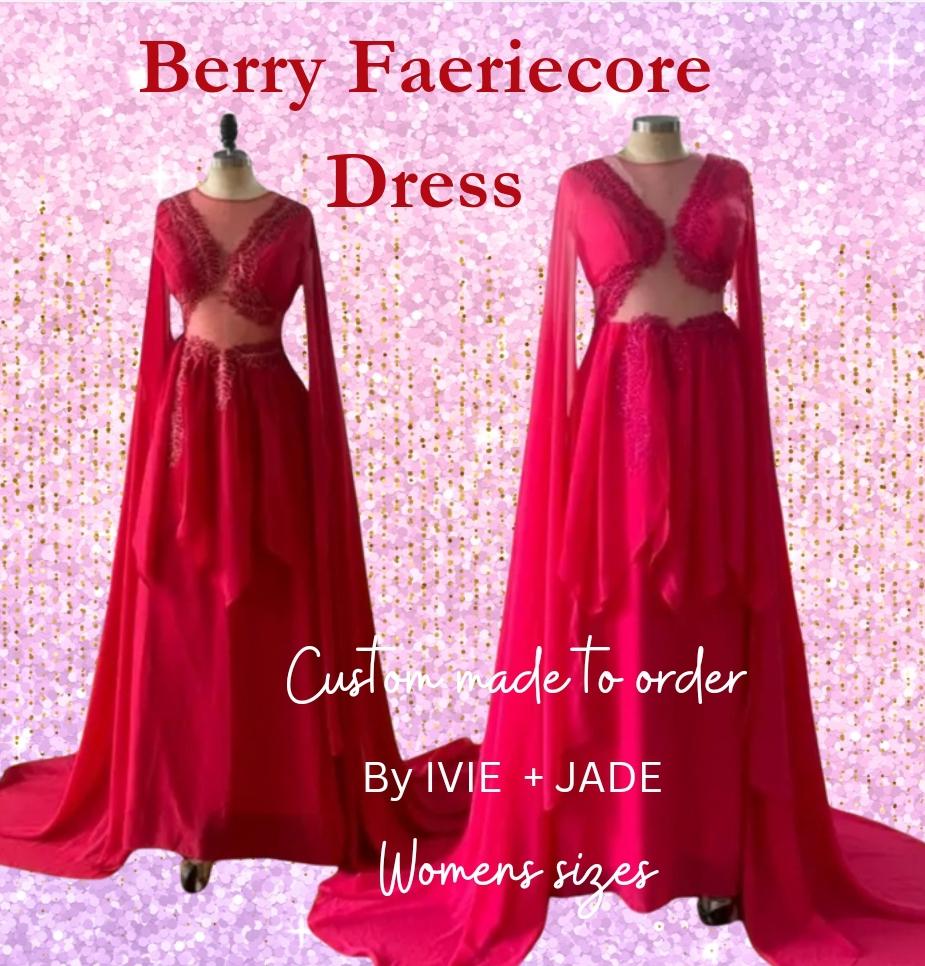 Berry Faeriecore Dress Celebrity Inspired Folk Dress Eras Tour Outfit Replica Unique Custom Made Fairycore Prom Dress Etsy Canada