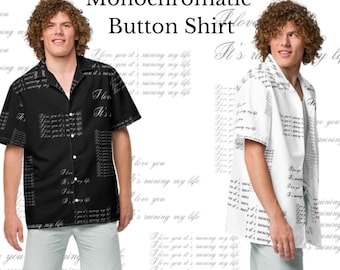 Monochromatic Inspired Button Shirt | Button down shirt for Eras Tour | Men&#39;s Taylor Inspired Shirt | Unique Mens Eras Tour outfit