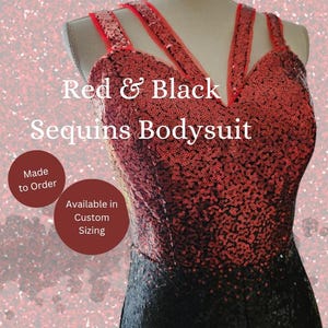Red & Black Sequin Eras Tour Bodysuit | Celebrity Inspired Sequins Romper | Taylor Outfit Replica | Unique Custom Made Concert Tour Outfit