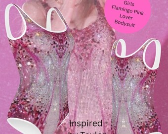 Girls Flamingo Pink Lover Era Bodysuit | Youth Taylor Inspired Leotard | Tween Lover Era Outfit | Swift Lover Inspired ERAs Tour Outfit