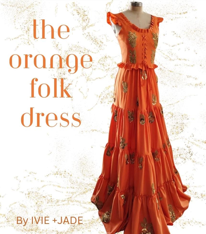 orange folklore dress orange folkmore dress concept