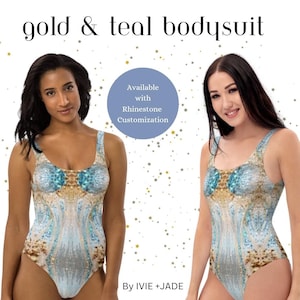 Ready to Ship Gold & Teal Taylor Inspired Bodysuit size XS | Teal and Gold Concert Tour Bodysuit | Unique Outfit for Concert Tour