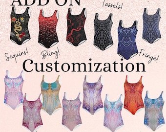 ADD ON for CHILD size Taylor Inspired Bodysuit- Purchase this to add sequins, fringe and or rhinestones to our kids Inspired Leotards